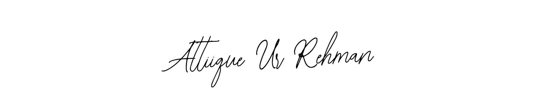 The best way (Bearetta-2O07w) to make a short signature is to pick only two or three words in your name. The name Attiique Ur Rehman include a total of six letters. For converting this name. Attiique Ur Rehman signature style 12 images and pictures png