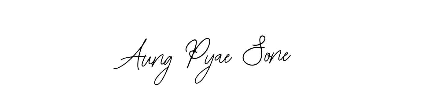 The best way (Bearetta-2O07w) to make a short signature is to pick only two or three words in your name. The name Aung Pyae Sone include a total of six letters. For converting this name. Aung Pyae Sone signature style 12 images and pictures png