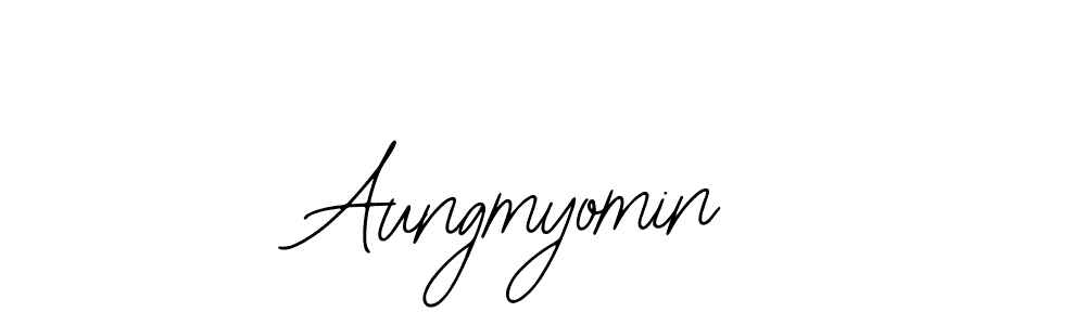 How to make Aungmyomin name signature. Use Bearetta-2O07w style for creating short signs online. This is the latest handwritten sign. Aungmyomin signature style 12 images and pictures png