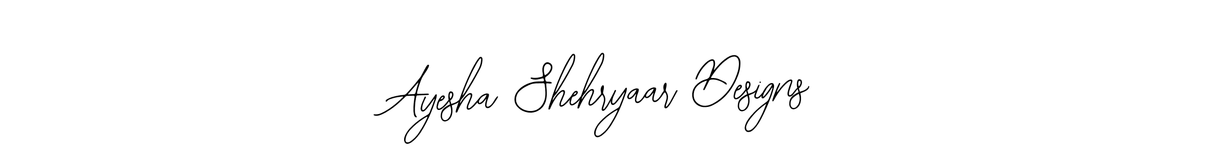 Make a short Ayesha Shehryaar Designs signature style. Manage your documents anywhere anytime using Bearetta-2O07w. Create and add eSignatures, submit forms, share and send files easily. Ayesha Shehryaar Designs signature style 12 images and pictures png