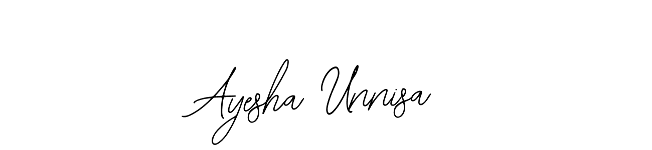 Bearetta-2O07w is a professional signature style that is perfect for those who want to add a touch of class to their signature. It is also a great choice for those who want to make their signature more unique. Get Ayesha Unnisa name to fancy signature for free. Ayesha Unnisa signature style 12 images and pictures png