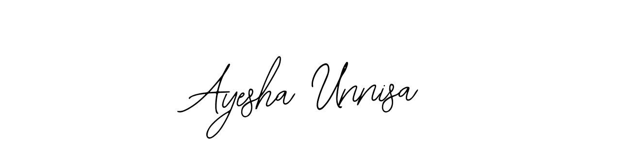 Bearetta-2O07w is a professional signature style that is perfect for those who want to add a touch of class to their signature. It is also a great choice for those who want to make their signature more unique. Get Ayesha Unnisa name to fancy signature for free. Ayesha Unnisa signature style 12 images and pictures png