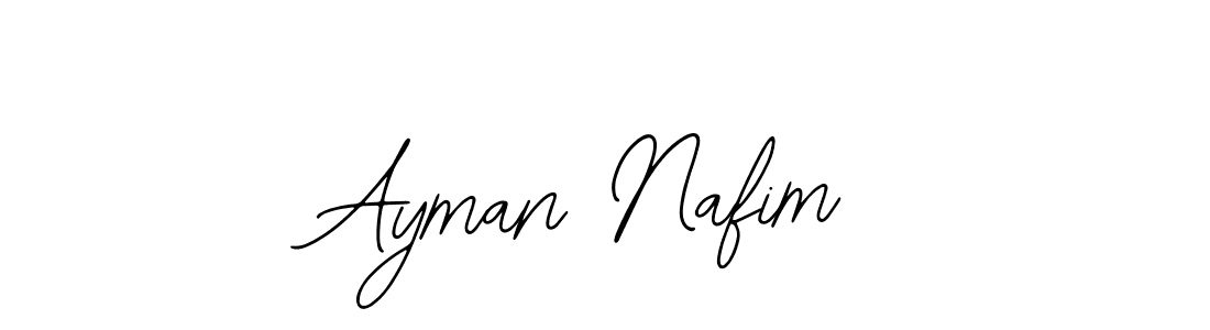 The best way (Bearetta-2O07w) to make a short signature is to pick only two or three words in your name. The name Ayman Nafim include a total of six letters. For converting this name. Ayman Nafim signature style 12 images and pictures png