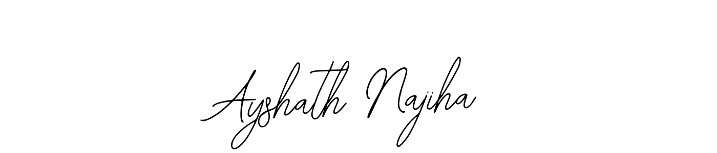 The best way (Bearetta-2O07w) to make a short signature is to pick only two or three words in your name. The name Ayshath Najiha include a total of six letters. For converting this name. Ayshath Najiha signature style 12 images and pictures png