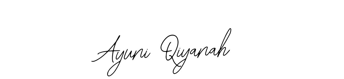 The best way (Bearetta-2O07w) to make a short signature is to pick only two or three words in your name. The name Ayuni Qiyanah include a total of six letters. For converting this name. Ayuni Qiyanah signature style 12 images and pictures png