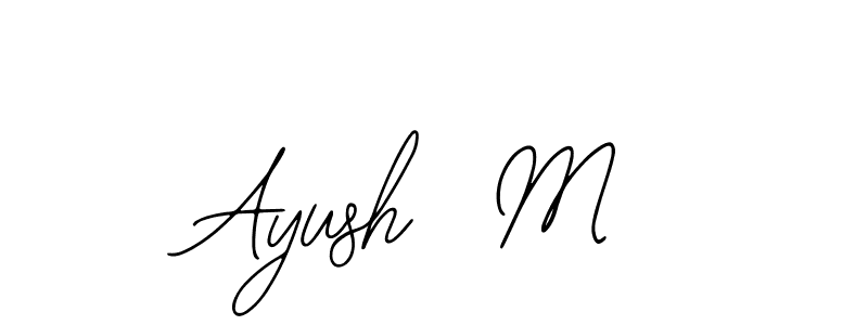 The best way (Bearetta-2O07w) to make a short signature is to pick only two or three words in your name. The name Ayush  M include a total of six letters. For converting this name. Ayush  M signature style 12 images and pictures png