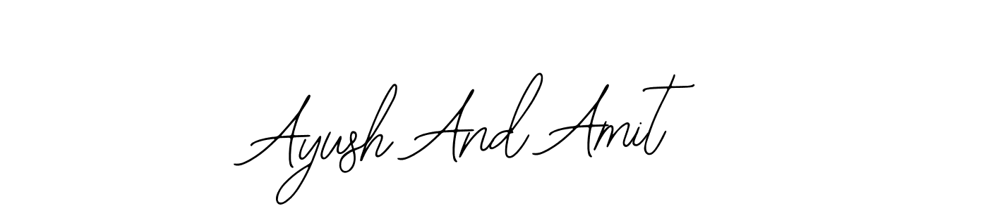 How to make Ayush And Amit name signature. Use Bearetta-2O07w style for creating short signs online. This is the latest handwritten sign. Ayush And Amit signature style 12 images and pictures png