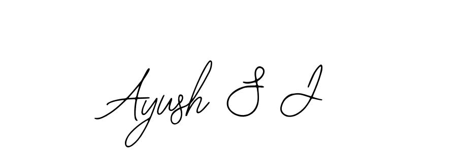 Use a signature maker to create a handwritten signature online. With this signature software, you can design (Bearetta-2O07w) your own signature for name Ayush S J. Ayush S J signature style 12 images and pictures png