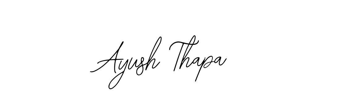 The best way (Bearetta-2O07w) to make a short signature is to pick only two or three words in your name. The name Ayush Thapa include a total of six letters. For converting this name. Ayush Thapa signature style 12 images and pictures png