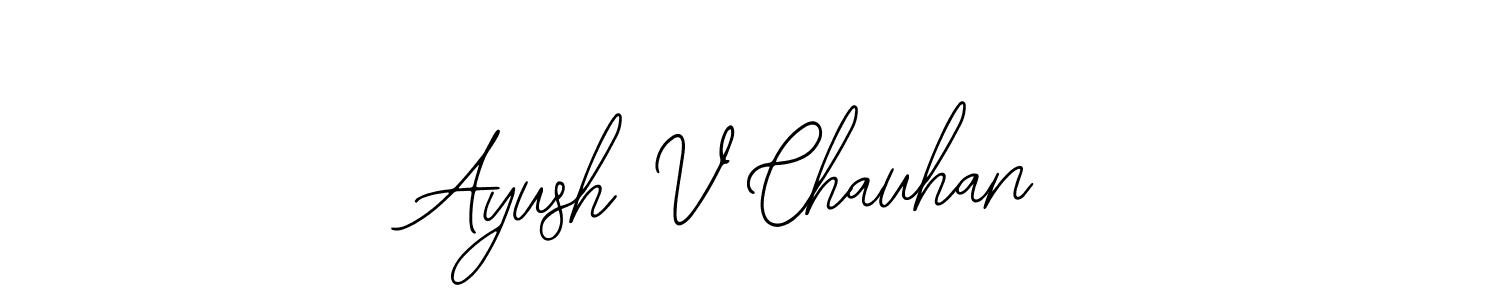 if you are searching for the best signature style for your name Ayush V Chauhan. so please give up your signature search. here we have designed multiple signature styles  using Bearetta-2O07w. Ayush V Chauhan signature style 12 images and pictures png