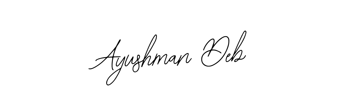 You should practise on your own different ways (Bearetta-2O07w) to write your name (Ayushman Deb) in signature. don't let someone else do it for you. Ayushman Deb signature style 12 images and pictures png