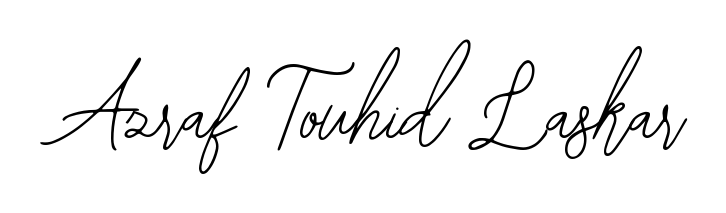 Master the art of signing with Azraf Touhid Laskar written in fluent Bearetta-2O07w script. A great template to practice and refine your handwriting. Azraf Touhid Laskar signature style 12 images and pictures png