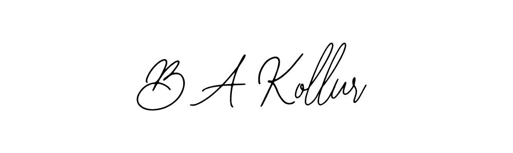 Design your own signature with our free online signature maker. With this signature software, you can create a handwritten (Bearetta-2O07w) signature for name B A Kollur. B A Kollur signature style 12 images and pictures png