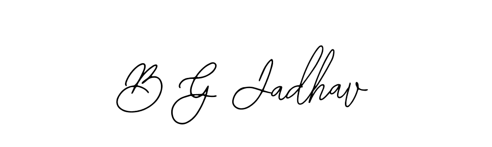 How to make B G Jadhav name signature. Use Bearetta-2O07w style for creating short signs online. This is the latest handwritten sign. B G Jadhav signature style 12 images and pictures png