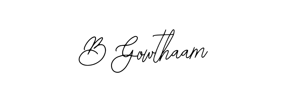 Use a signature maker to create a handwritten signature online. With this signature software, you can design (Bearetta-2O07w) your own signature for name B Gowthaam. B Gowthaam signature style 12 images and pictures png