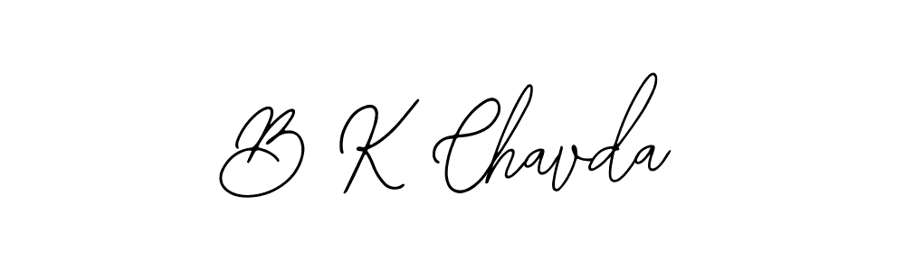Design your own signature with our free online signature maker. With this signature software, you can create a handwritten (Bearetta-2O07w) signature for name B K Chavda. B K Chavda signature style 12 images and pictures png