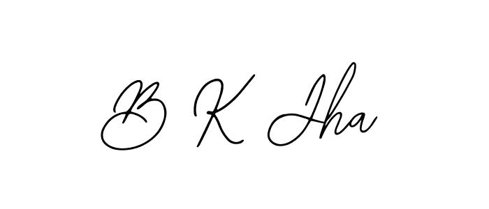 How to make B K Jha name signature. Use Bearetta-2O07w style for creating short signs online. This is the latest handwritten sign. B K Jha signature style 12 images and pictures png