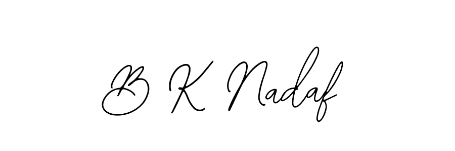 if you are searching for the best signature style for your name B K Nadaf. so please give up your signature search. here we have designed multiple signature styles  using Bearetta-2O07w. B K Nadaf signature style 12 images and pictures png