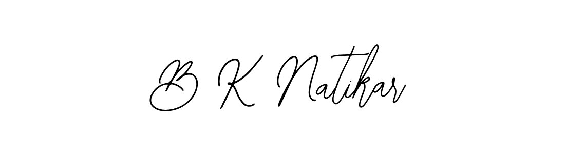 How to make B K Natikar name signature. Use Bearetta-2O07w style for creating short signs online. This is the latest handwritten sign. B K Natikar signature style 12 images and pictures png