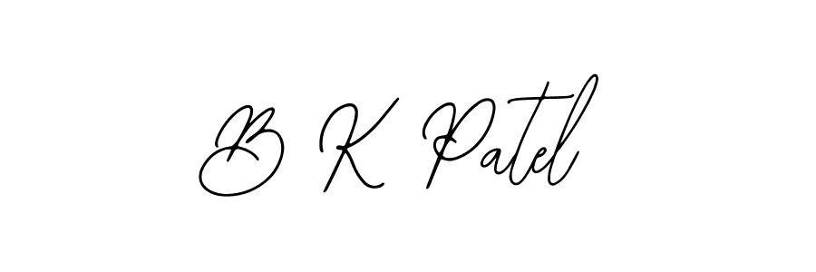 The best way (Bearetta-2O07w) to make a short signature is to pick only two or three words in your name. The name B K Patel include a total of six letters. For converting this name. B K Patel signature style 12 images and pictures png