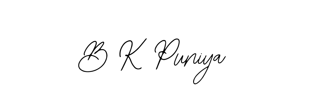 Also we have B K Puniya name is the best signature style. Create professional handwritten signature collection using Bearetta-2O07w autograph style. B K Puniya signature style 12 images and pictures png