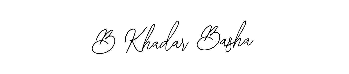 You should practise on your own different ways (Bearetta-2O07w) to write your name (B Khadar Basha) in signature. don't let someone else do it for you. B Khadar Basha signature style 12 images and pictures png