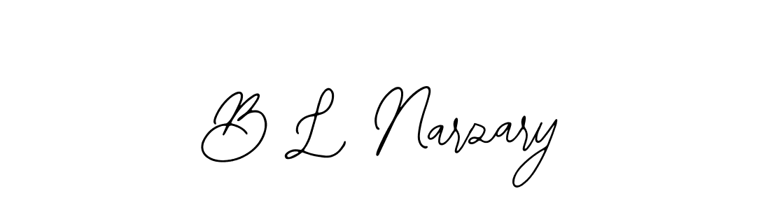 How to make B L Narzary name signature. Use Bearetta-2O07w style for creating short signs online. This is the latest handwritten sign. B L Narzary signature style 12 images and pictures png