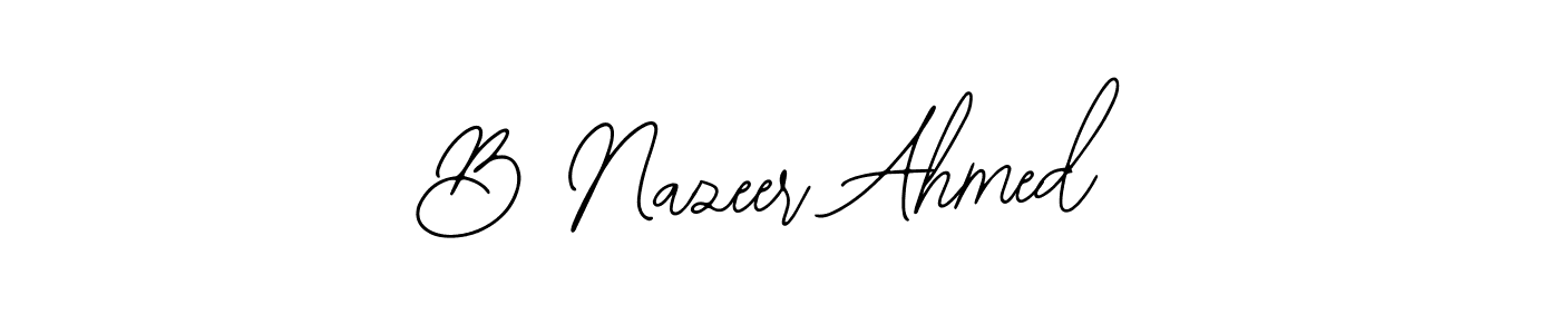 The best way (Bearetta-2O07w) to make a short signature is to pick only two or three words in your name. The name B Nazeer Ahmed include a total of six letters. For converting this name. B Nazeer Ahmed signature style 12 images and pictures png