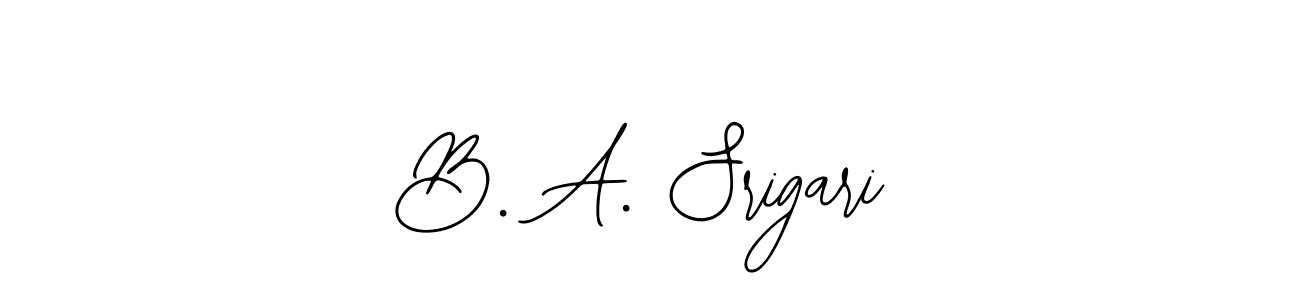 Design your own signature with our free online signature maker. With this signature software, you can create a handwritten (Bearetta-2O07w) signature for name B. A. Srigari. B. A. Srigari signature style 12 images and pictures png