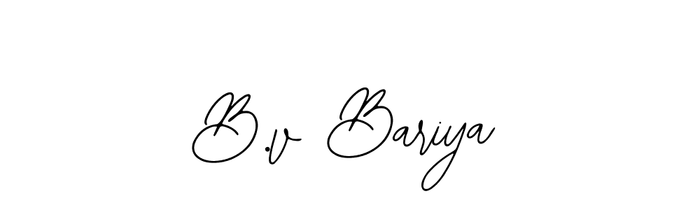 The best way (Bearetta-2O07w) to make a short signature is to pick only two or three words in your name. The name B.v Bariya include a total of six letters. For converting this name. B.v Bariya signature style 12 images and pictures png