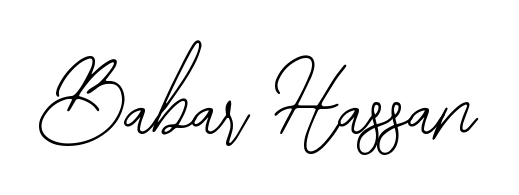 Designed for modern professionals: Babar Hassan name signature crafted with Bearetta-2O07w script. Ready for digital PDF workflows. Babar Hassan signature style 12 images and pictures png