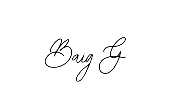 Use a signature maker to create a handwritten signature online. With this signature software, you can design (Bearetta-2O07w) your own signature for name Baig G. Baig G signature style 12 images and pictures png