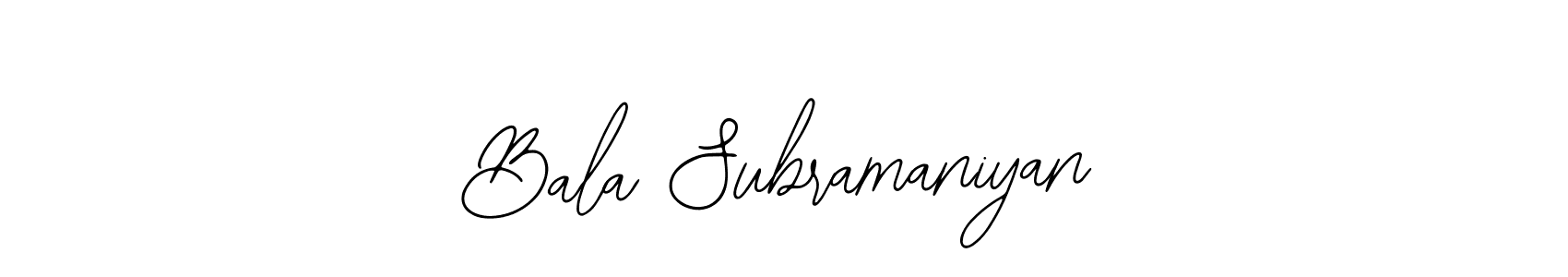 How to make Bala Subramaniyan name signature. Use Bearetta-2O07w style for creating short signs online. This is the latest handwritten sign. Bala Subramaniyan signature style 12 images and pictures png