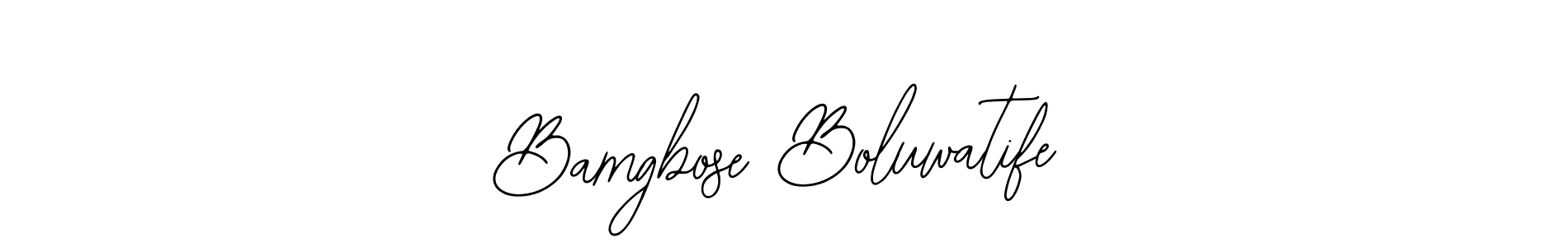 You should practise on your own different ways (Bearetta-2O07w) to write your name (Bamgbose Boluwatife) in signature. don't let someone else do it for you. Bamgbose Boluwatife signature style 12 images and pictures png