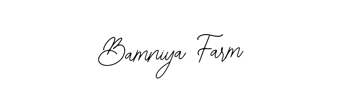 How to make Bamniya Farm name signature. Use Bearetta-2O07w style for creating short signs online. This is the latest handwritten sign. Bamniya Farm signature style 12 images and pictures png