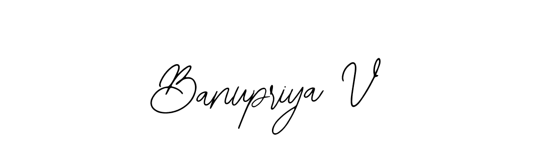 How to make Banupriya V name signature. Use Bearetta-2O07w style for creating short signs online. This is the latest handwritten sign. Banupriya V signature style 12 images and pictures png