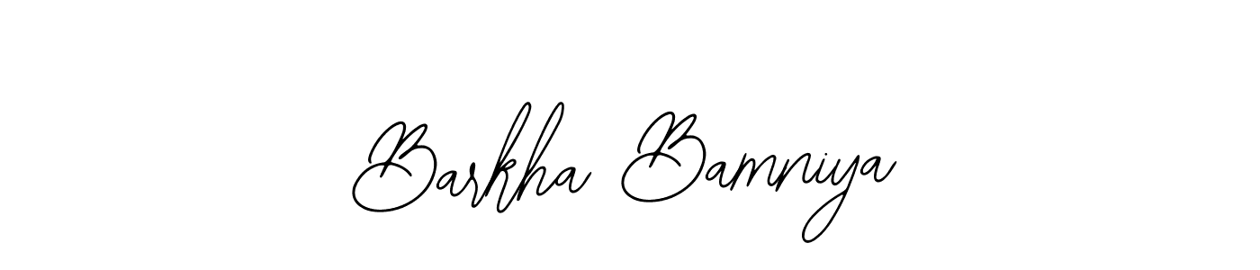 The best way (Bearetta-2O07w) to make a short signature is to pick only two or three words in your name. The name Barkha Bamniya include a total of six letters. For converting this name. Barkha Bamniya signature style 12 images and pictures png