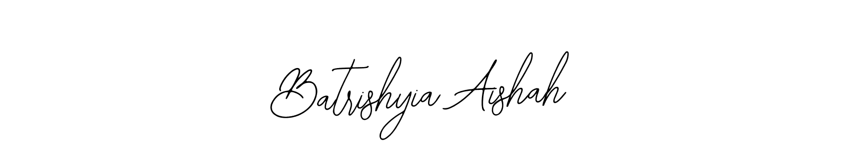 The best way (Bearetta-2O07w) to make a short signature is to pick only two or three words in your name. The name Batrishyia Aishah include a total of six letters. For converting this name. Batrishyia Aishah signature style 12 images and pictures png