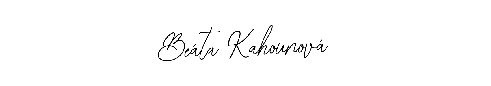 The best way (Bearetta-2O07w) to make a short signature is to pick only two or three words in your name. The name Beáta Kahounová include a total of six letters. For converting this name. Beáta Kahounová signature style 12 images and pictures png