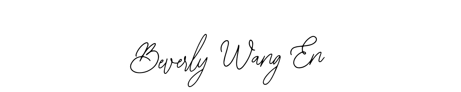 You should practise on your own different ways (Bearetta-2O07w) to write your name (Beverly Wang En) in signature. don't let someone else do it for you. Beverly Wang En signature style 12 images and pictures png