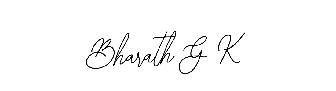 The best way (Bearetta-2O07w) to make a short signature is to pick only two or three words in your name. The name Bharath G K include a total of six letters. For converting this name. Bharath G K signature style 12 images and pictures png