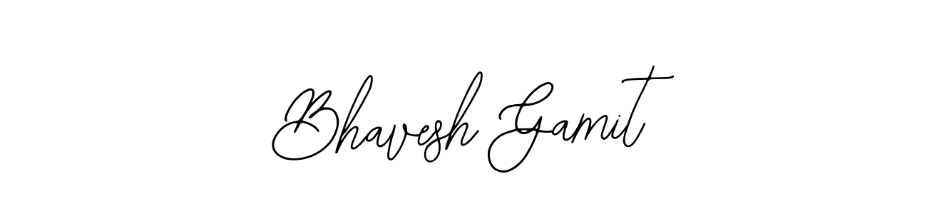 How to make Bhavesh Gamit name signature. Use Bearetta-2O07w style for creating short signs online. This is the latest handwritten sign. Bhavesh Gamit signature style 12 images and pictures png