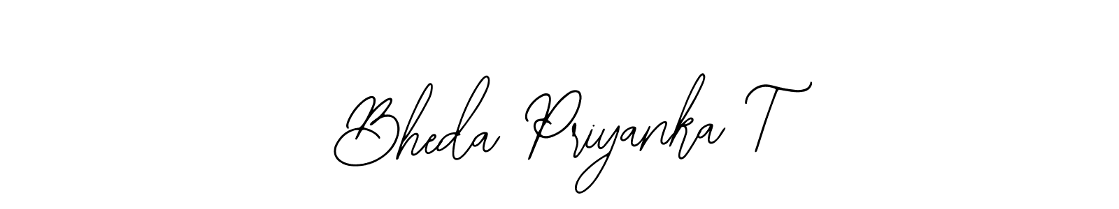 Bearetta-2O07w is a professional signature style that is perfect for those who want to add a touch of class to their signature. It is also a great choice for those who want to make their signature more unique. Get Bheda Priyanka T name to fancy signature for free. Bheda Priyanka T signature style 12 images and pictures png