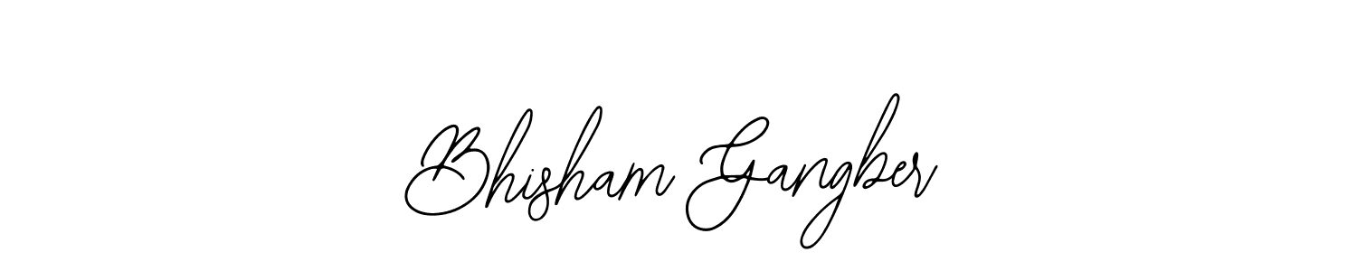 The best way (Bearetta-2O07w) to make a short signature is to pick only two or three words in your name. The name Bhisham Gangber include a total of six letters. For converting this name. Bhisham Gangber signature style 12 images and pictures png