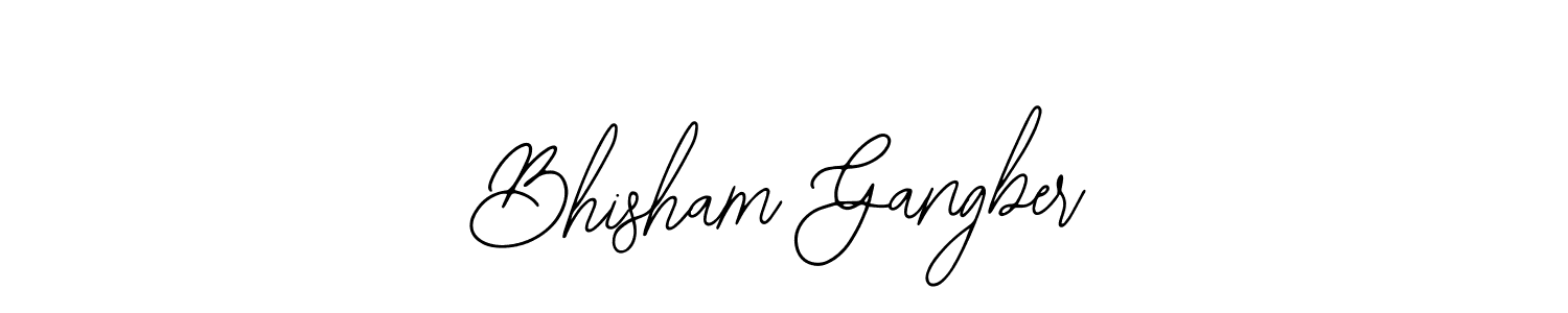 Bearetta-2O07w is a professional signature style that is perfect for those who want to add a touch of class to their signature. It is also a great choice for those who want to make their signature more unique. Get Bhisham Gangber name to fancy signature for free. Bhisham Gangber signature style 12 images and pictures png