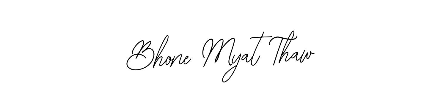 How to make Bhone Myat Thaw name signature. Use Bearetta-2O07w style for creating short signs online. This is the latest handwritten sign. Bhone Myat Thaw signature style 12 images and pictures png