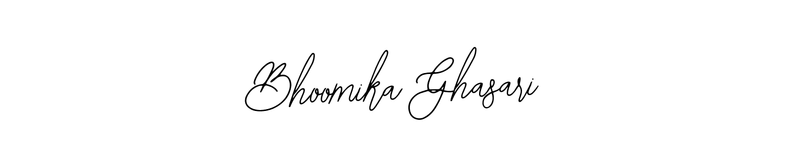 How to make Bhoomika Ghasari name signature. Use Bearetta-2O07w style for creating short signs online. This is the latest handwritten sign. Bhoomika Ghasari signature style 12 images and pictures png