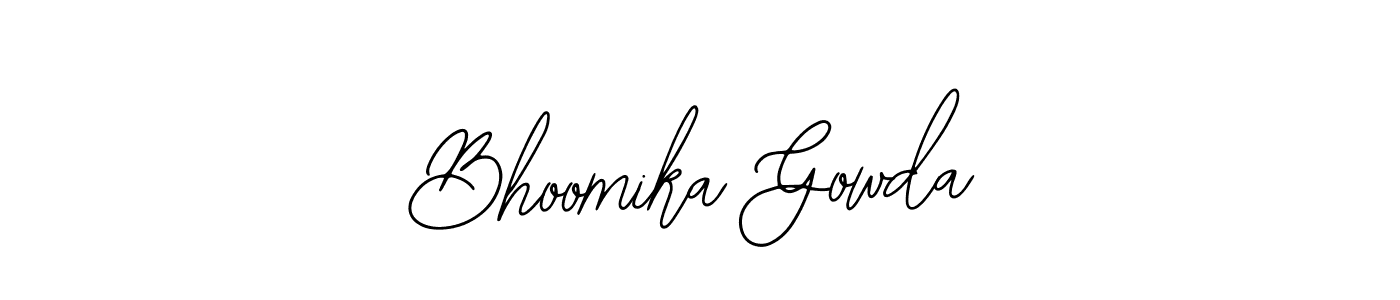 How to make Bhoomika Gowda name signature. Use Bearetta-2O07w style for creating short signs online. This is the latest handwritten sign. Bhoomika Gowda signature style 12 images and pictures png