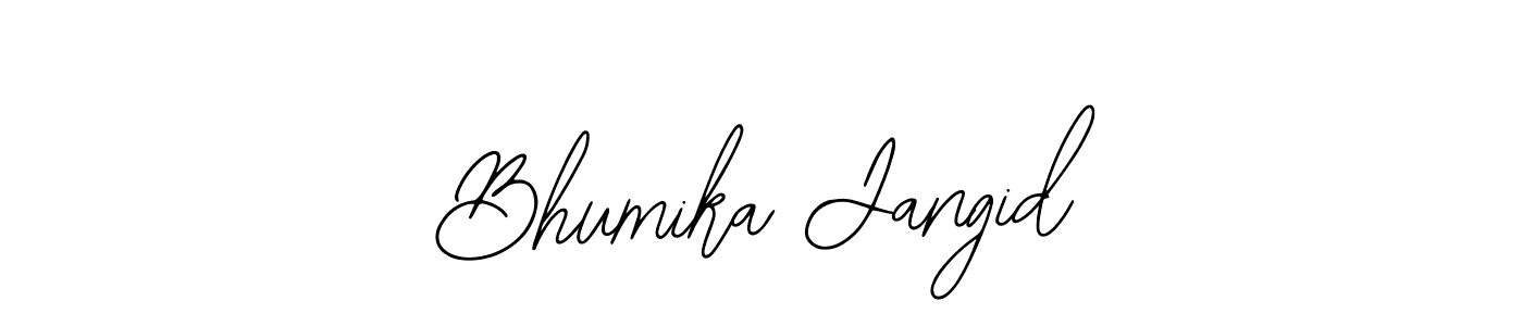 The best way (Bearetta-2O07w) to make a short signature is to pick only two or three words in your name. The name Bhumika Jangid include a total of six letters. For converting this name. Bhumika Jangid signature style 12 images and pictures png