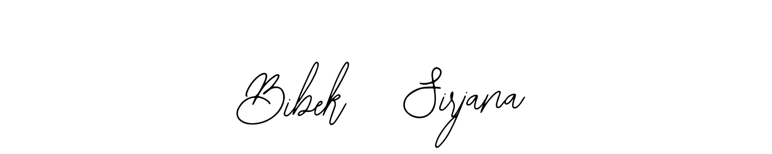 The best way (Bearetta-2O07w) to make a short signature is to pick only two or three words in your name. The name Bibek   Sirjana include a total of six letters. For converting this name. Bibek   Sirjana signature style 12 images and pictures png